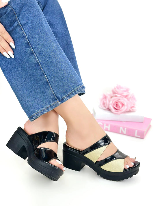 Sandalias de Plataforma Liviana – Brillo de oro